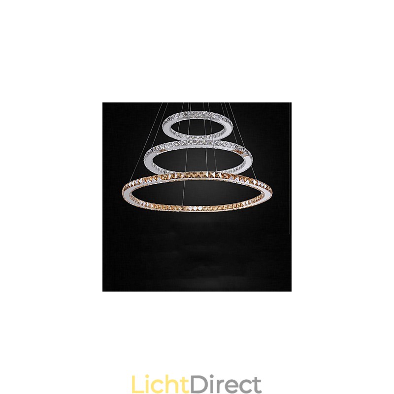 Hanglampen Amber en Helder K9 Kristallen Kroonluchter Verlichting met 3 Ringen