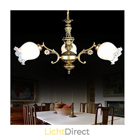 Bronzen kroonluchter drie lampen Europees retro klassiek