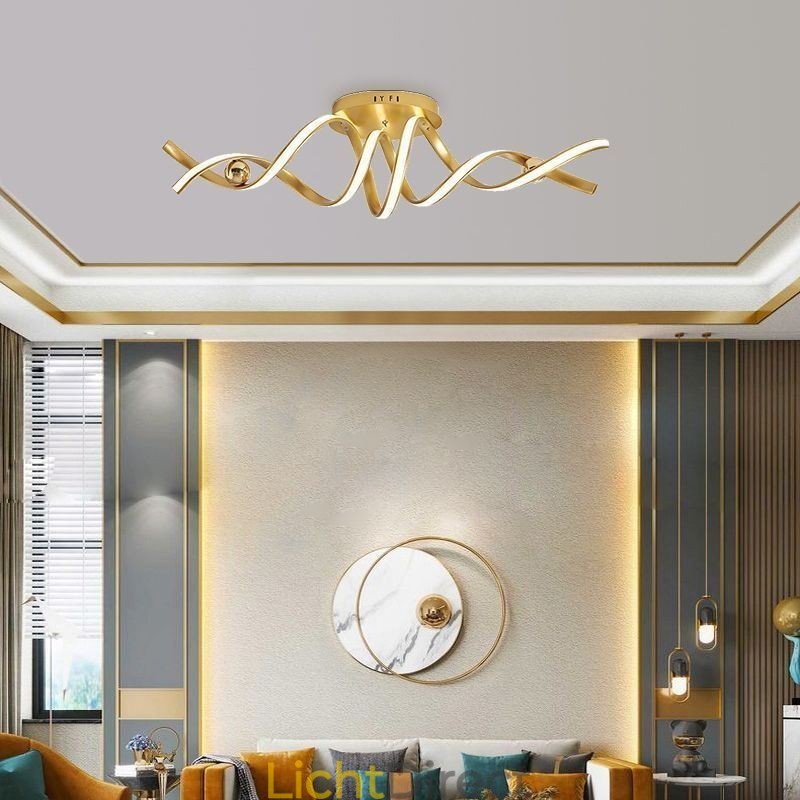 Moderne plafondlamp van aluminium met spiraalvormige plafondmontage