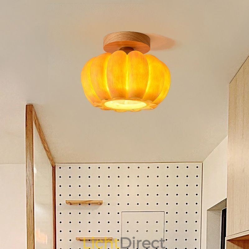 Enkelvoudige kop Pompoen Flush Mount Japanse Retro Plafondlampen