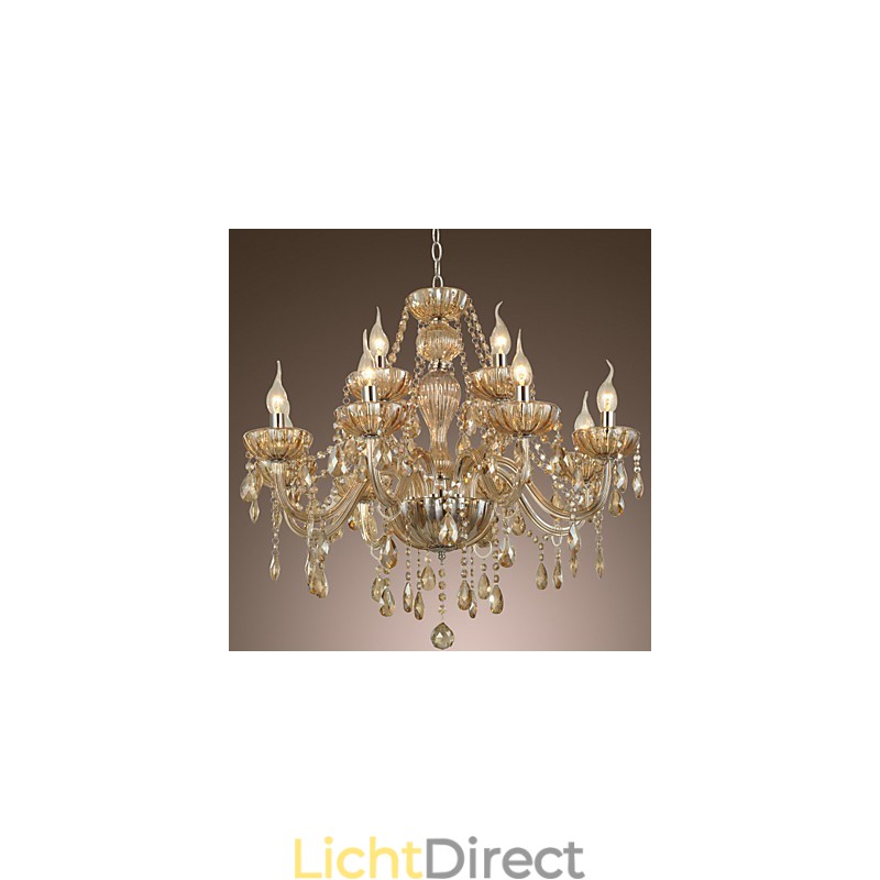 Kroonluchter Kristal Luxe Modern 2 Lagen Woonkamer 12 Lampen