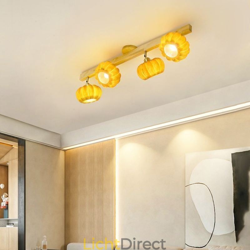 Dubbele kleine pompoen plafondlamp in Japanse retro-stijl