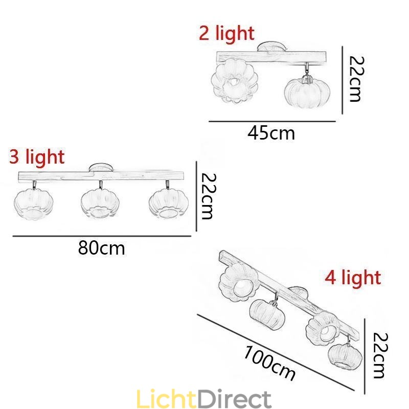 Dubbele kleine pompoen plafondlamp in Japanse retro-stijl