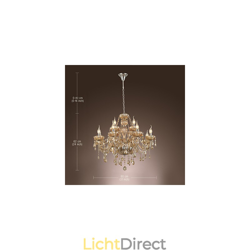 Kroonluchter Kristal Luxe Modern 2 Lagen Woonkamer 12 Lampen