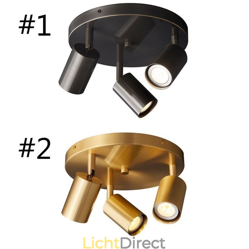 Moderne inbouw gouden zwarte inbouw met 3 lampen koperen kunstverlichting voor thuis