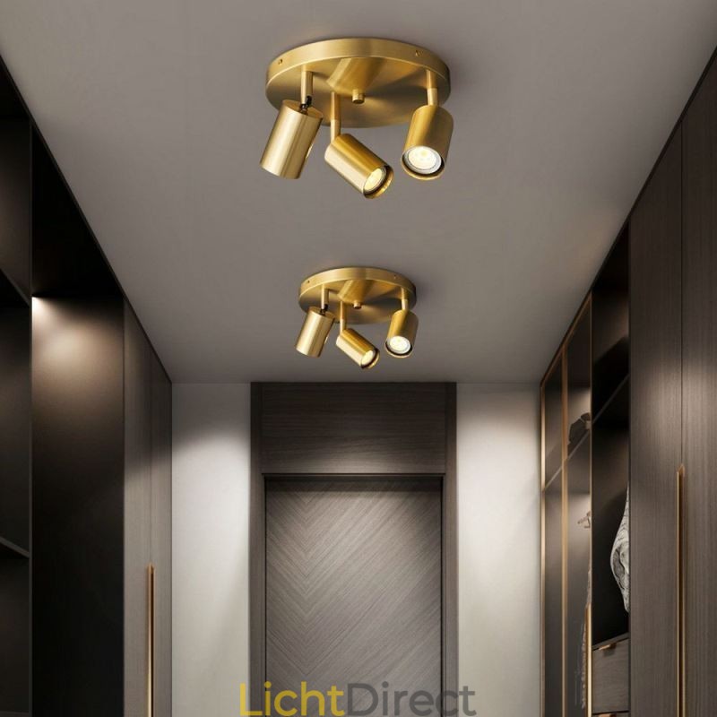 Moderne inbouw gouden zwarte inbouw met 3 lampen koperen kunstverlichting voor thuis