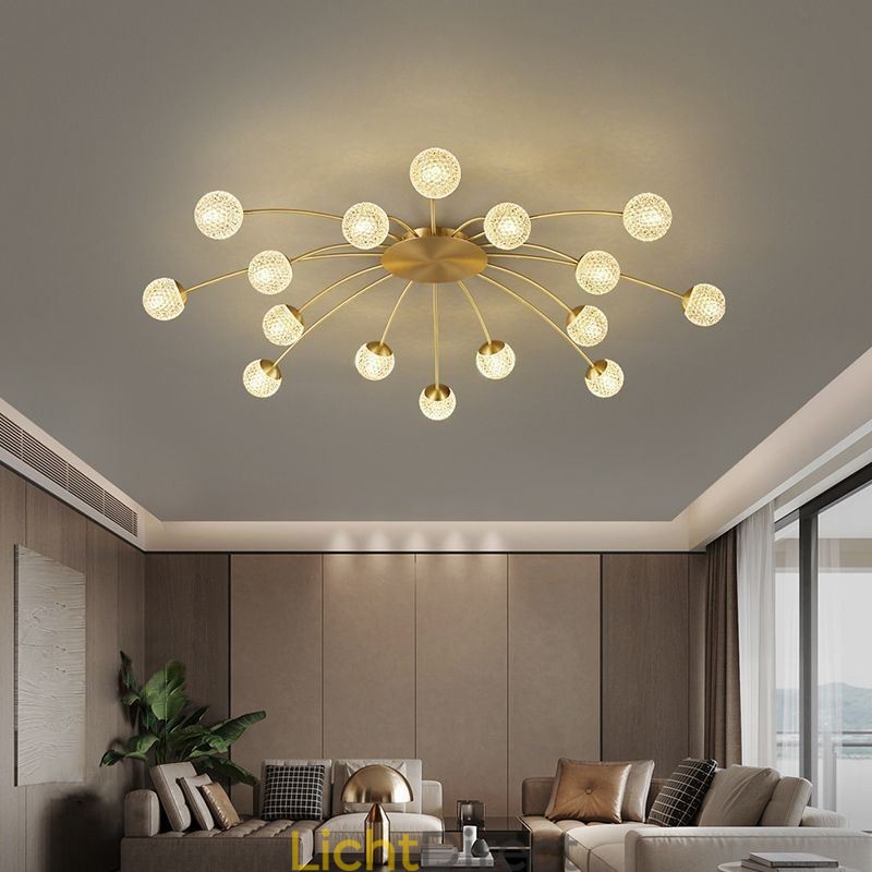 Moderne plafondlamp met gouden plafondbevestiging, decoratieve verlichtingsarmatuur