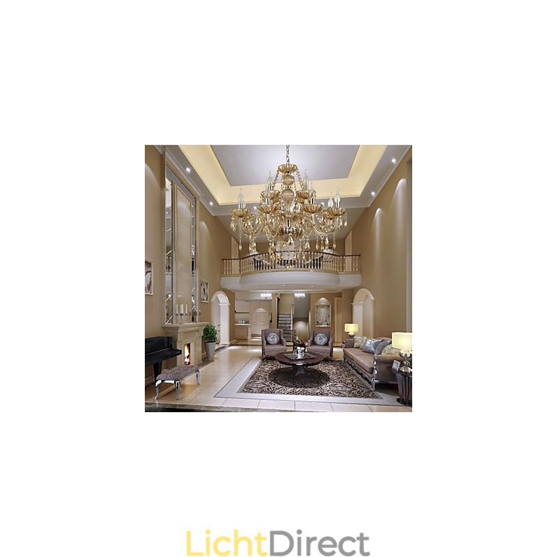 Kroonluchter Kristal Luxe Modern 2 Lagen Woonkamer 12 Lampen