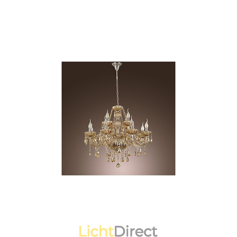 Kroonluchter Kristal Luxe Modern 2 Lagen Woonkamer 12 Lampen