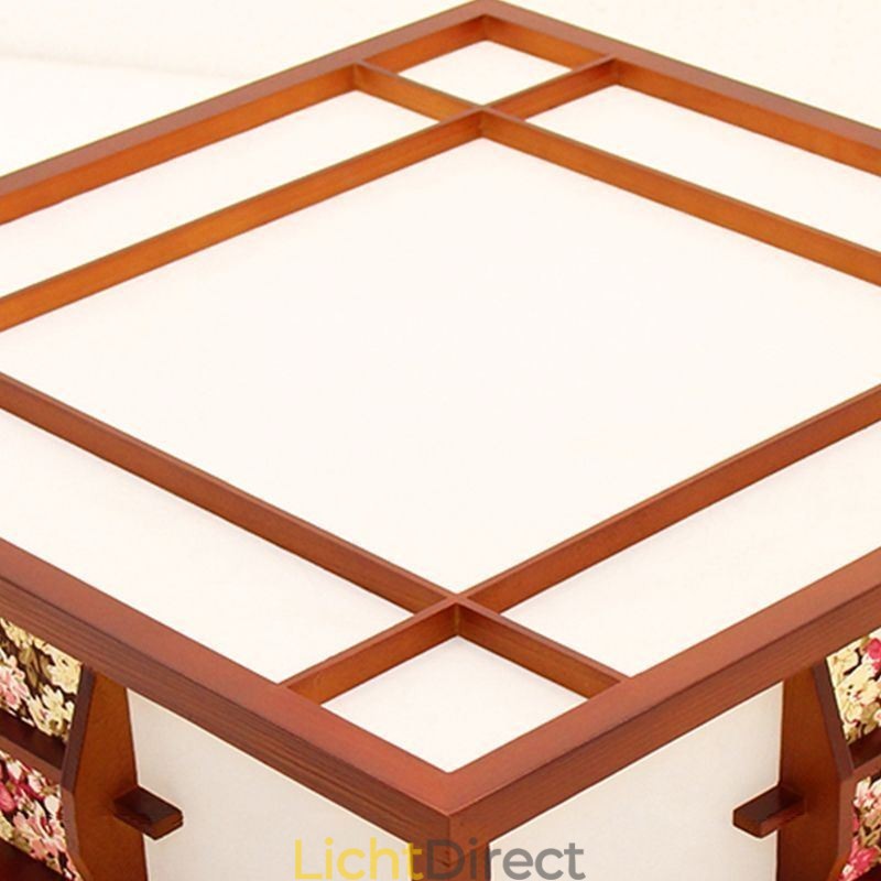 Retro houten plafondlamp met vierkante inbouw