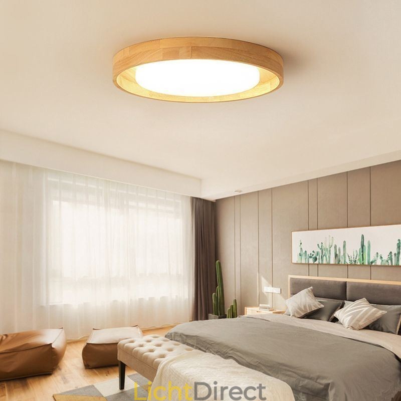 Moderne plafondlamp Houten acryl ronde plafondlamp