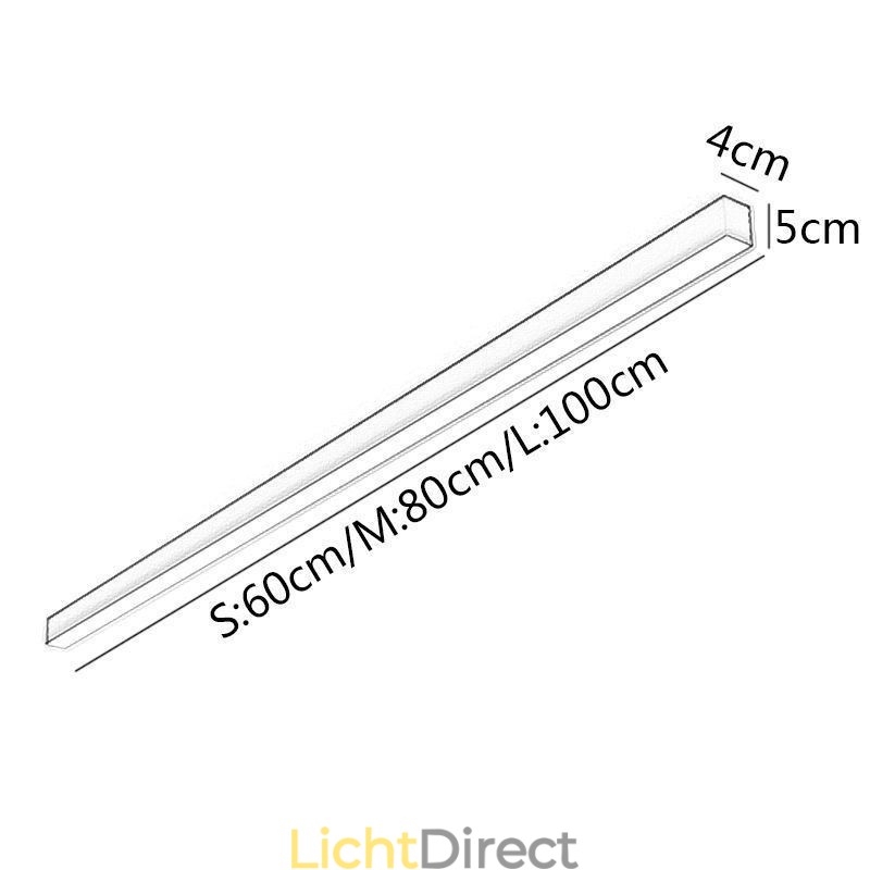Moderne plafondlamp, lange strip, opbouw plafondlamp