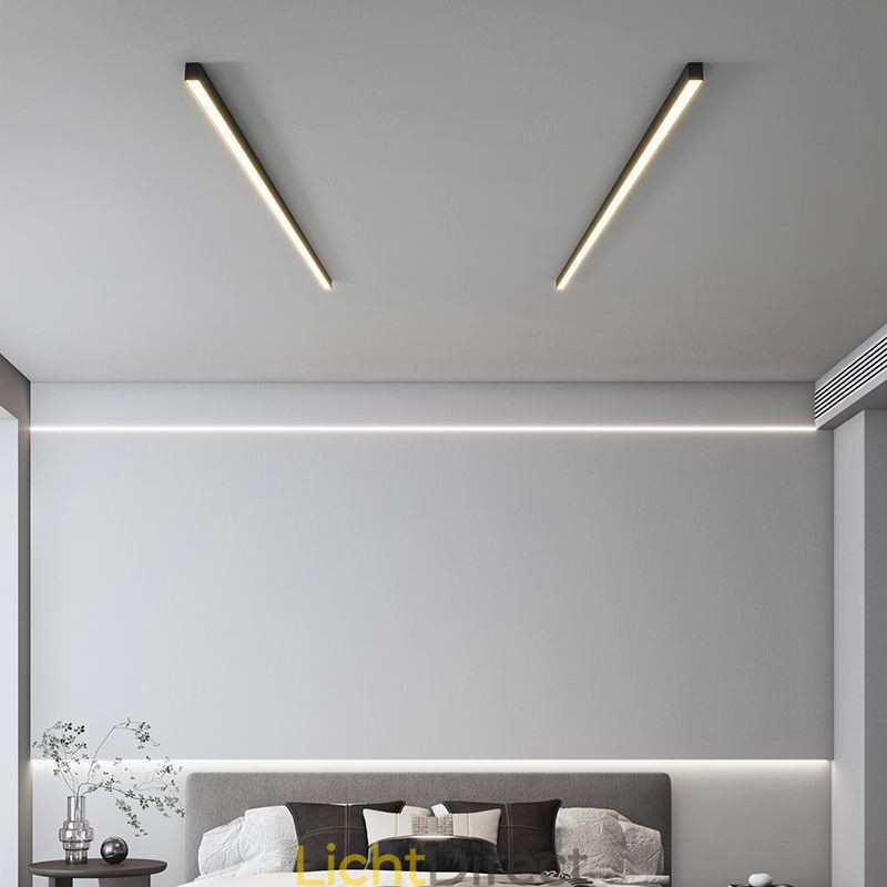 Moderne plafondlamp, lange strip, opbouw plafondlamp