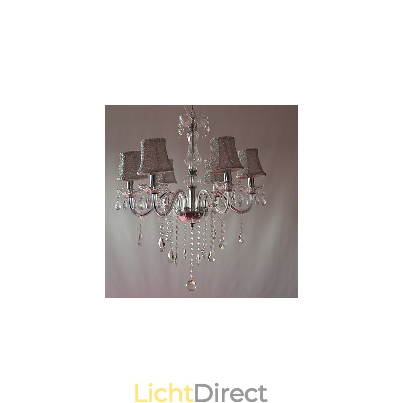 Moderne luxe kroonluchter met 6 lampen in kristaldecoratie
