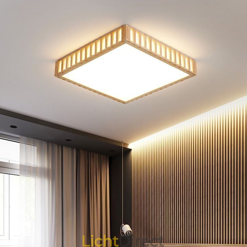Japanse plafondlamp vierkante houten plafondlamp