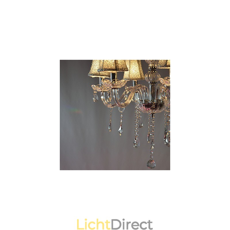 Moderne luxe kroonluchter met 6 lampen in kristaldecoratie