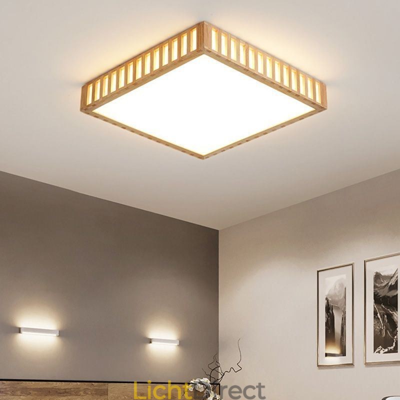 Japanse plafondlamp vierkante houten plafondlamp