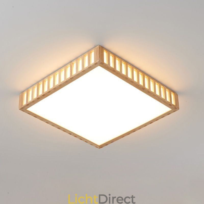Japanse plafondlamp vierkante houten plafondlamp