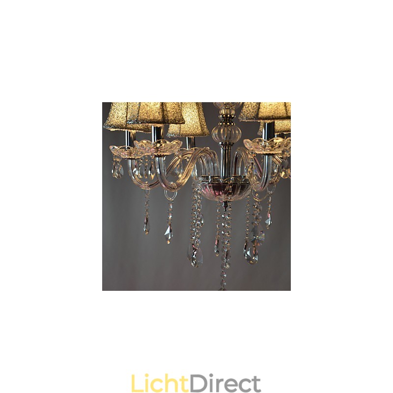 Moderne luxe kroonluchter met 6 lampen in kristaldecoratie