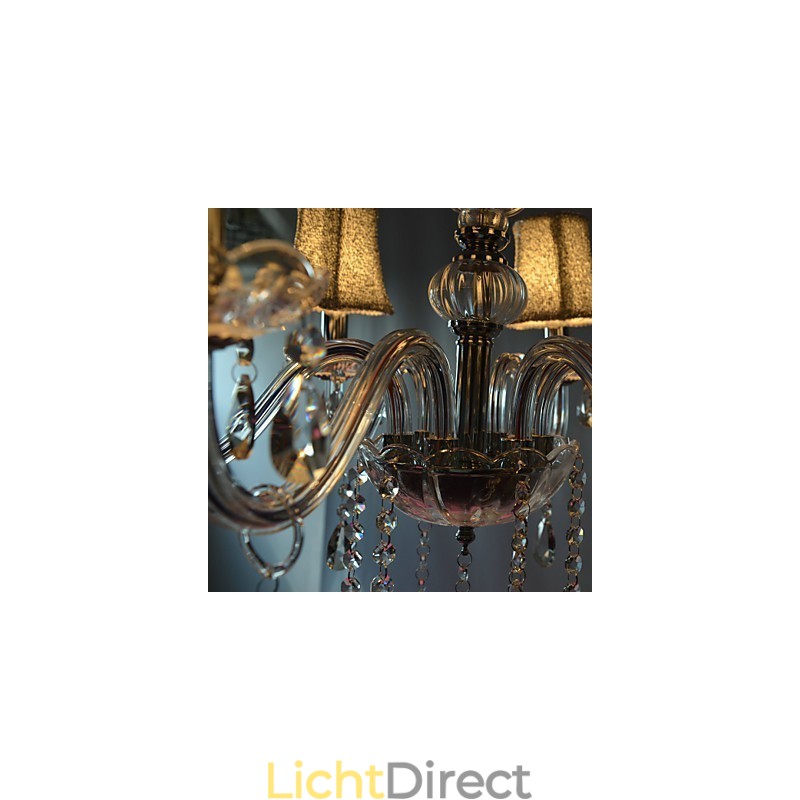 Moderne luxe kroonluchter met 6 lampen in kristaldecoratie