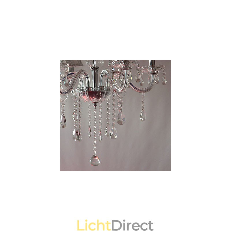 Moderne luxe kroonluchter met 6 lampen in kristaldecoratie