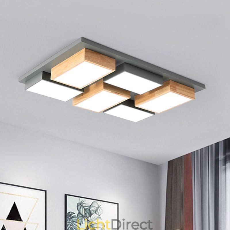 Moderne acryl plafondlamp Geometrische houten plafondlamp