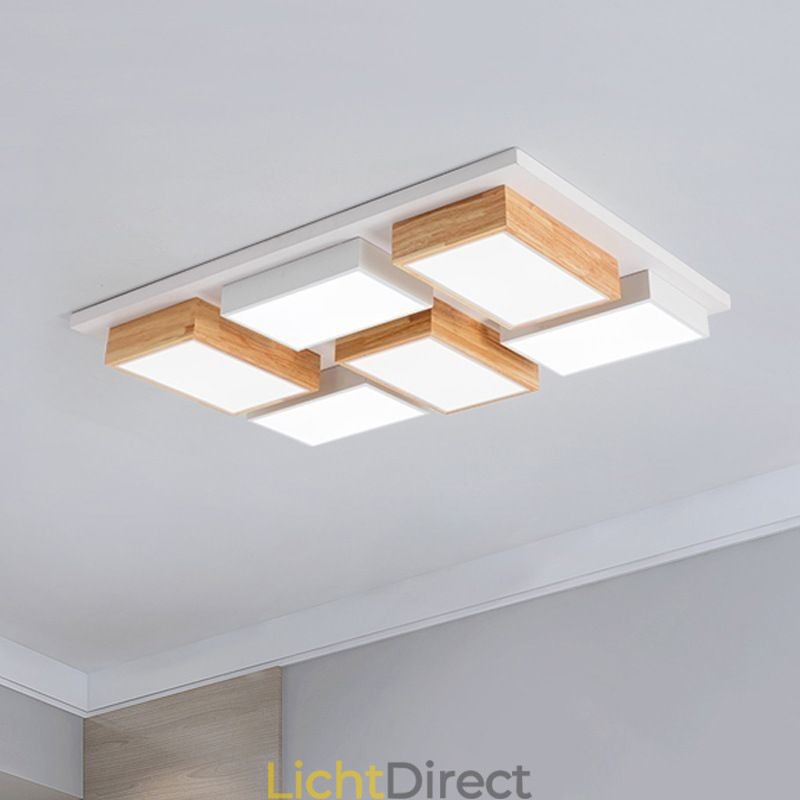 Moderne acryl plafondlamp Geometrische houten plafondlamp
