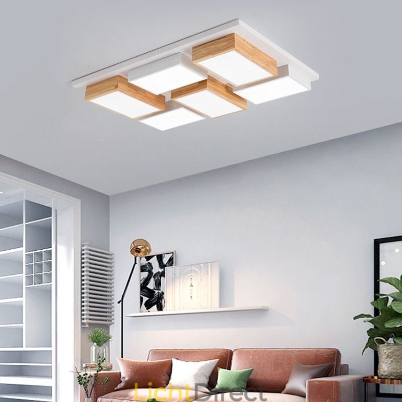 Moderne acryl plafondlamp Geometrische houten plafondlamp