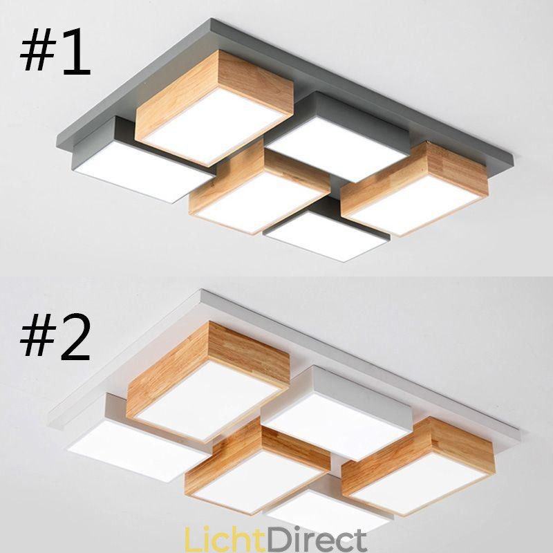 Moderne acryl plafondlamp Geometrische houten plafondlamp