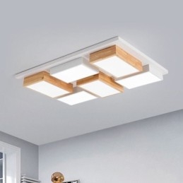 Moderne acryl plafondlamp Geometrische houten plafondlamp