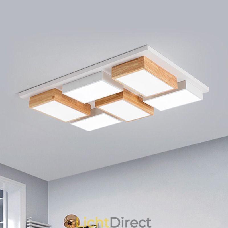 Moderne acryl plafondlamp Geometrische houten plafondlamp