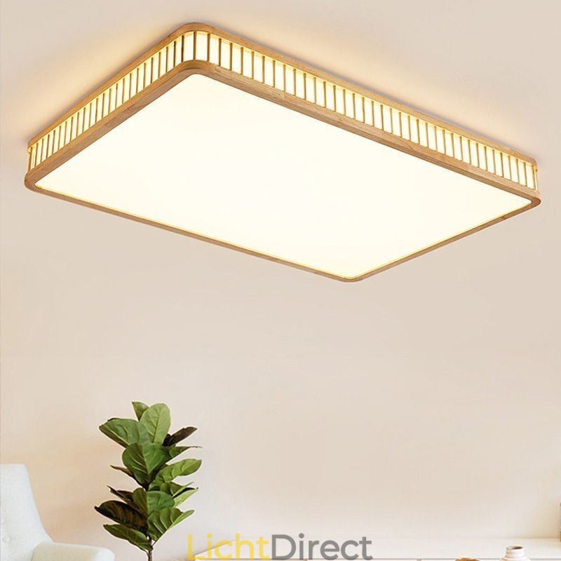 Japanse acryl plafondlamp Rechthoekige rubberhouten plafondlamp