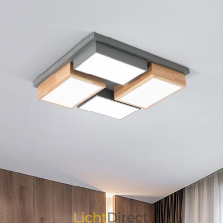 Moderne plafondlamp Geometrische houten plafondlamp