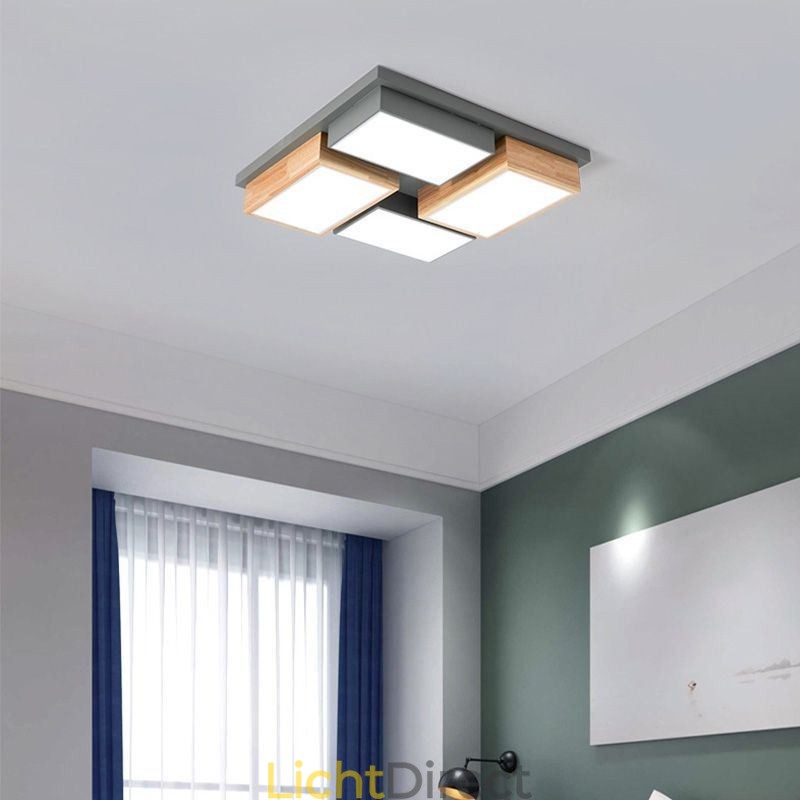 Moderne plafondlamp Geometrische houten plafondlamp