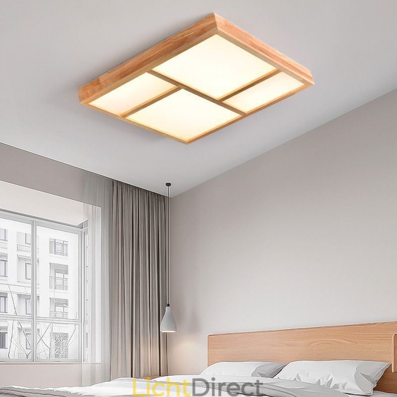 Japanse acryl plafondlamp Geometrische houten plafondlamp