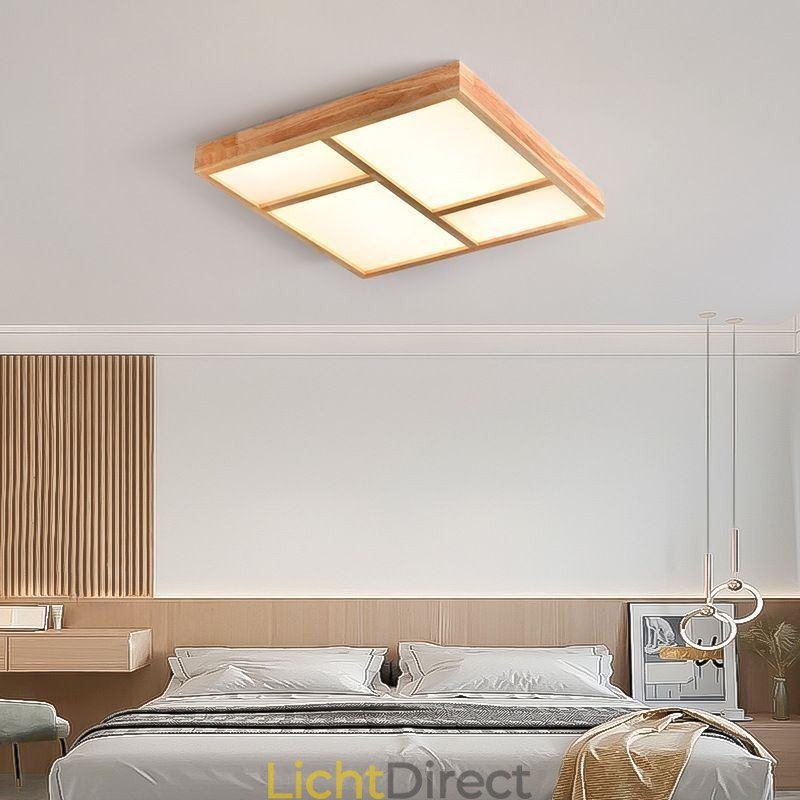 Japanse acryl plafondlamp Geometrische houten plafondlamp