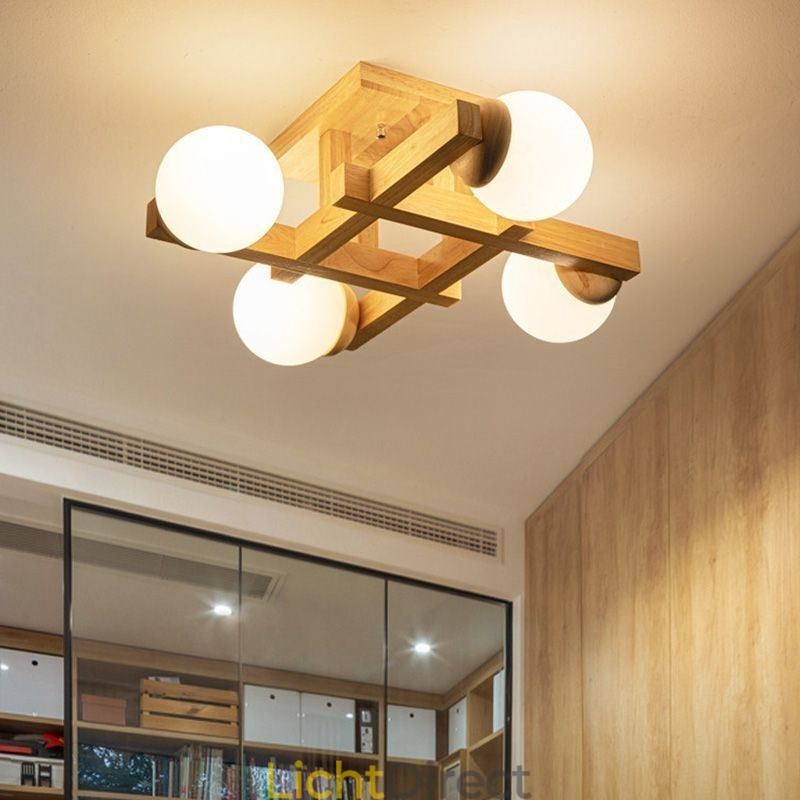 Japanse houten plafondlamp Magic Bean Moleculaire plafondlamp