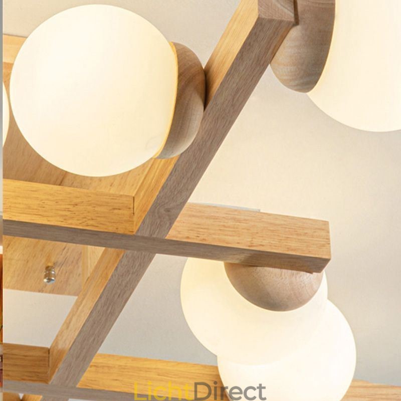 Japanse houten plafondlamp Magic Bean Moleculaire plafondlamp