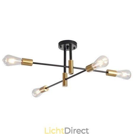 4-lichts zwarte Sputnik kroonluchter Mid Century semi-flush mount plafondlamp 4-lichts zwarte Sputnik kroonluchter Mid Century semi-flush mount plafondlamp