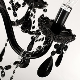 Kroonluchter Zwart Kristal Modern 6 Lampen
