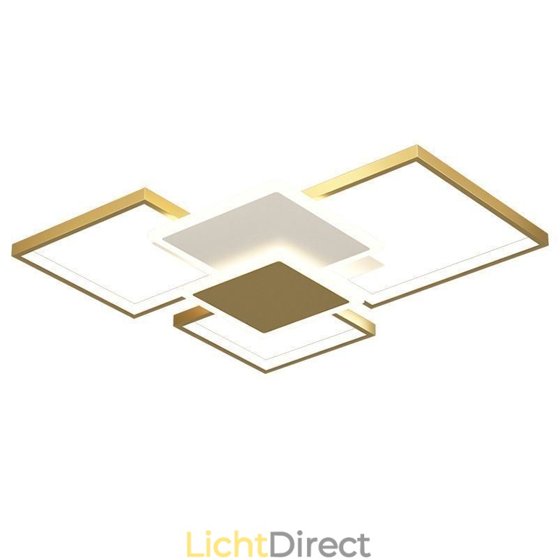 Moderne gouden plafondlamp met geometrische montage, 2 lagen