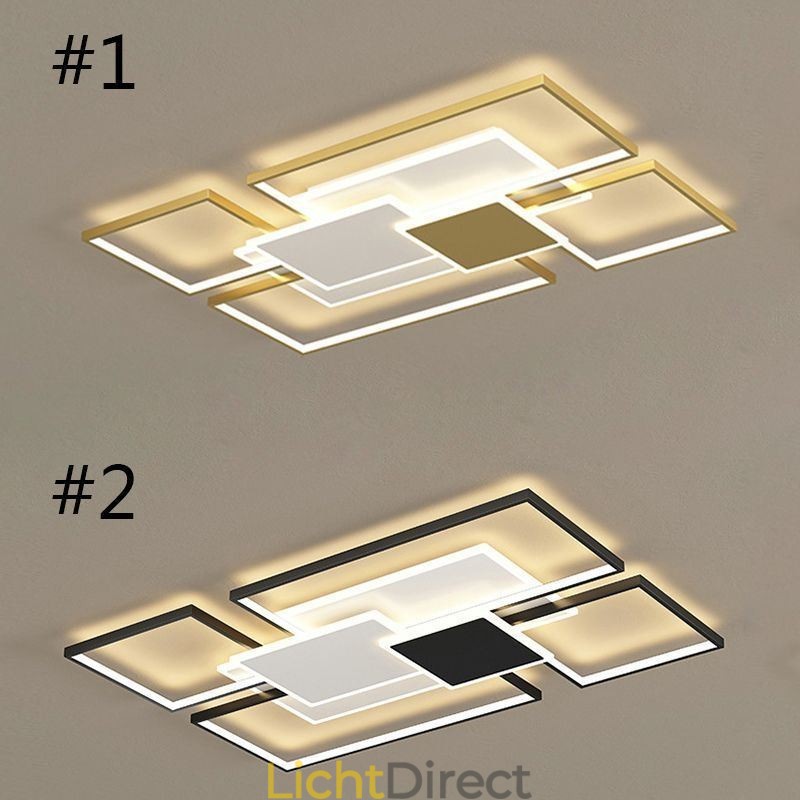 Moderne gouden plafondlamp met geometrische montage, 2 lagen