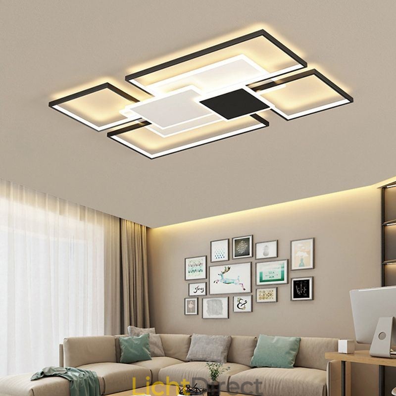 Moderne gouden plafondlamp met geometrische montage, 2 lagen