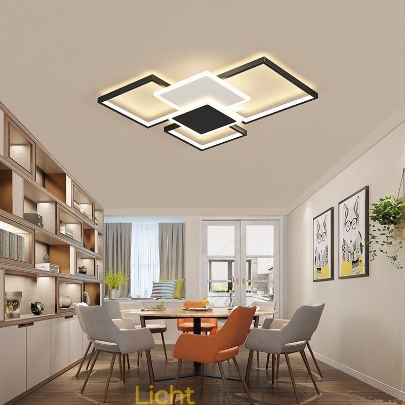 Moderne gouden plafondlamp met geometrische montage, 2 lagen