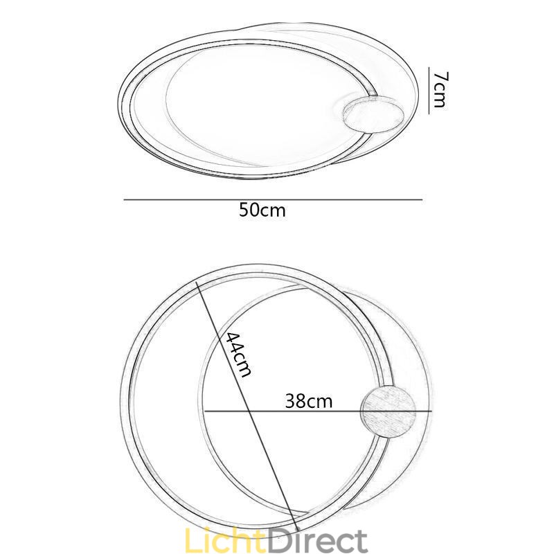 Moderne plafondlamp van acryl met 2 ringen