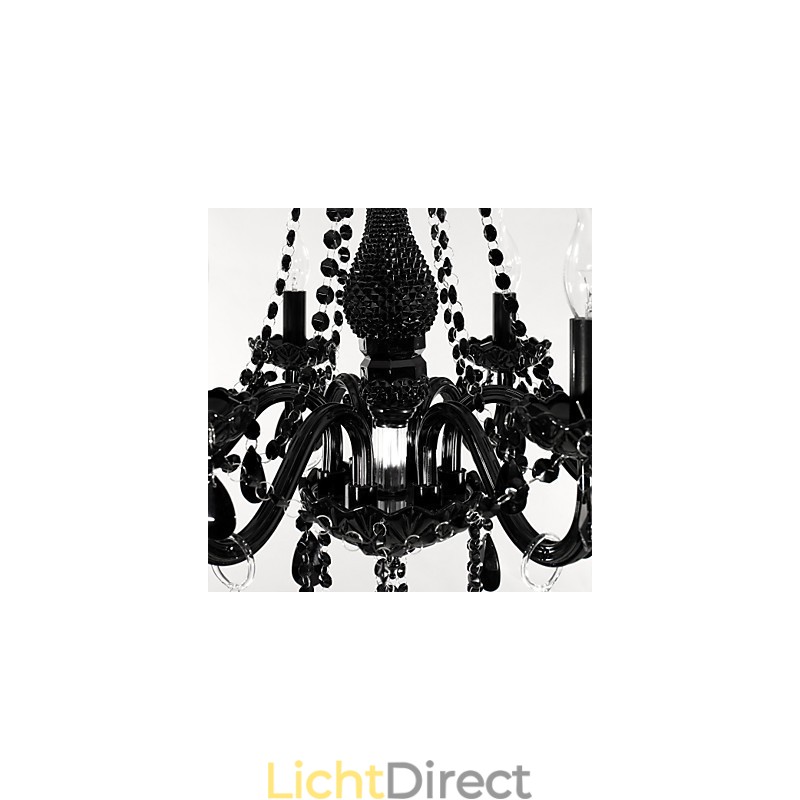 Kroonluchter Zwart Kristal Modern 6 Lampen