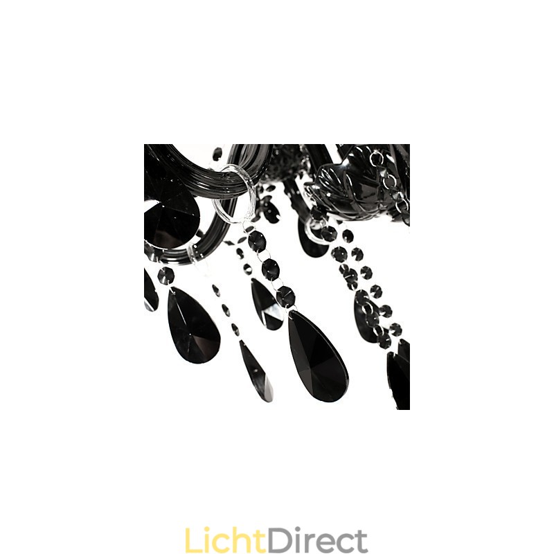 Kroonluchter Zwart Kristal Modern 6 Lampen