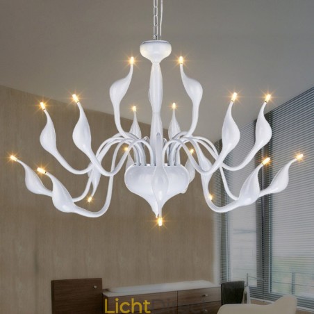 18 lampen roestvrij staal post moderne zwaan kroonluchter licht G4 witte afwerking 18 lampen roestvrij staal post moderne zwaan kroonluchter licht G4 witte afwerking