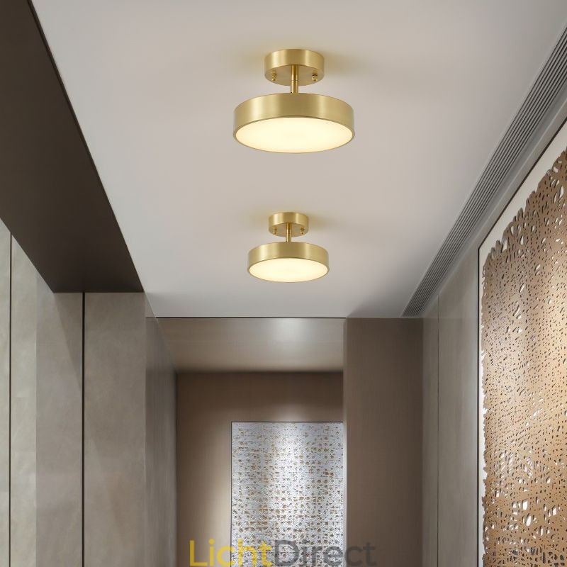 Goud koperen mini ronde plafondlamp