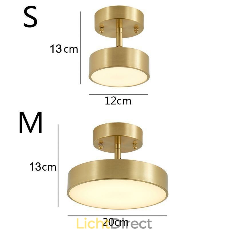 Goud koperen mini ronde plafondlamp